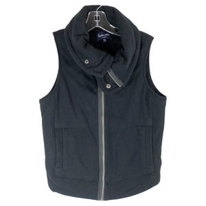Splendid XS Vest Bridger Quilted Moto Zip Black Pockets Cotton Solid Collar 1054
